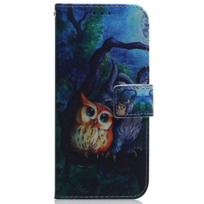 Κάλυμμα Moto G73 5G με κορδονι Ζωγραφική Με Strappy Owls